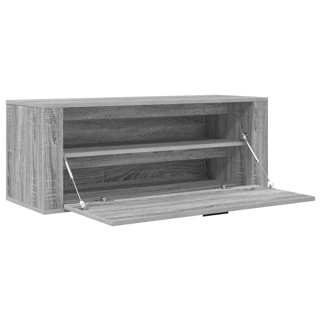 szürke sonoma színű szerelt fa fali cipősszekrény 100x35x38 cm