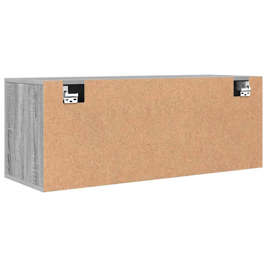 szürke sonoma színű szerelt fa fali cipősszekrény 100x35x38 cm