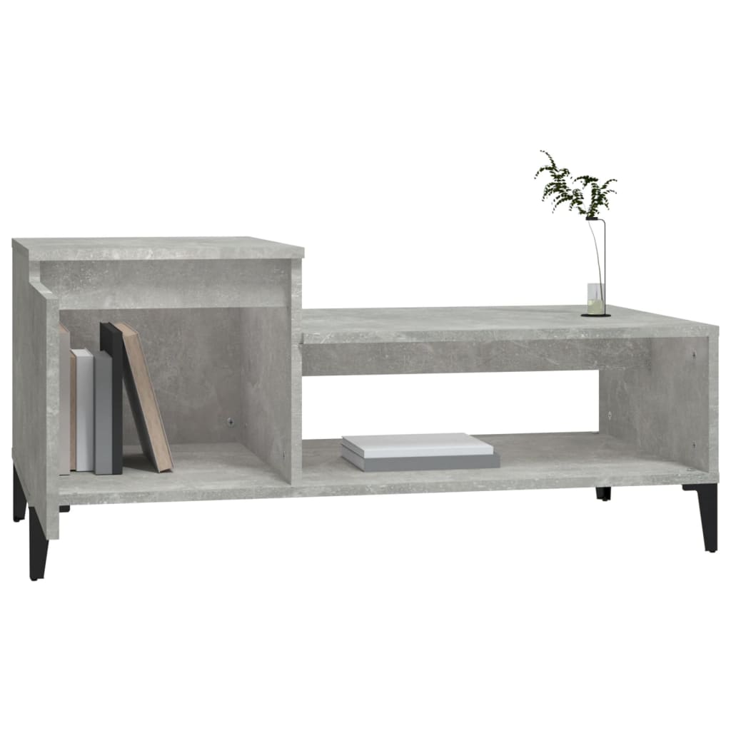 betonszürke szerelt fa dohányzóasztal 100 x 50 x 45 cm