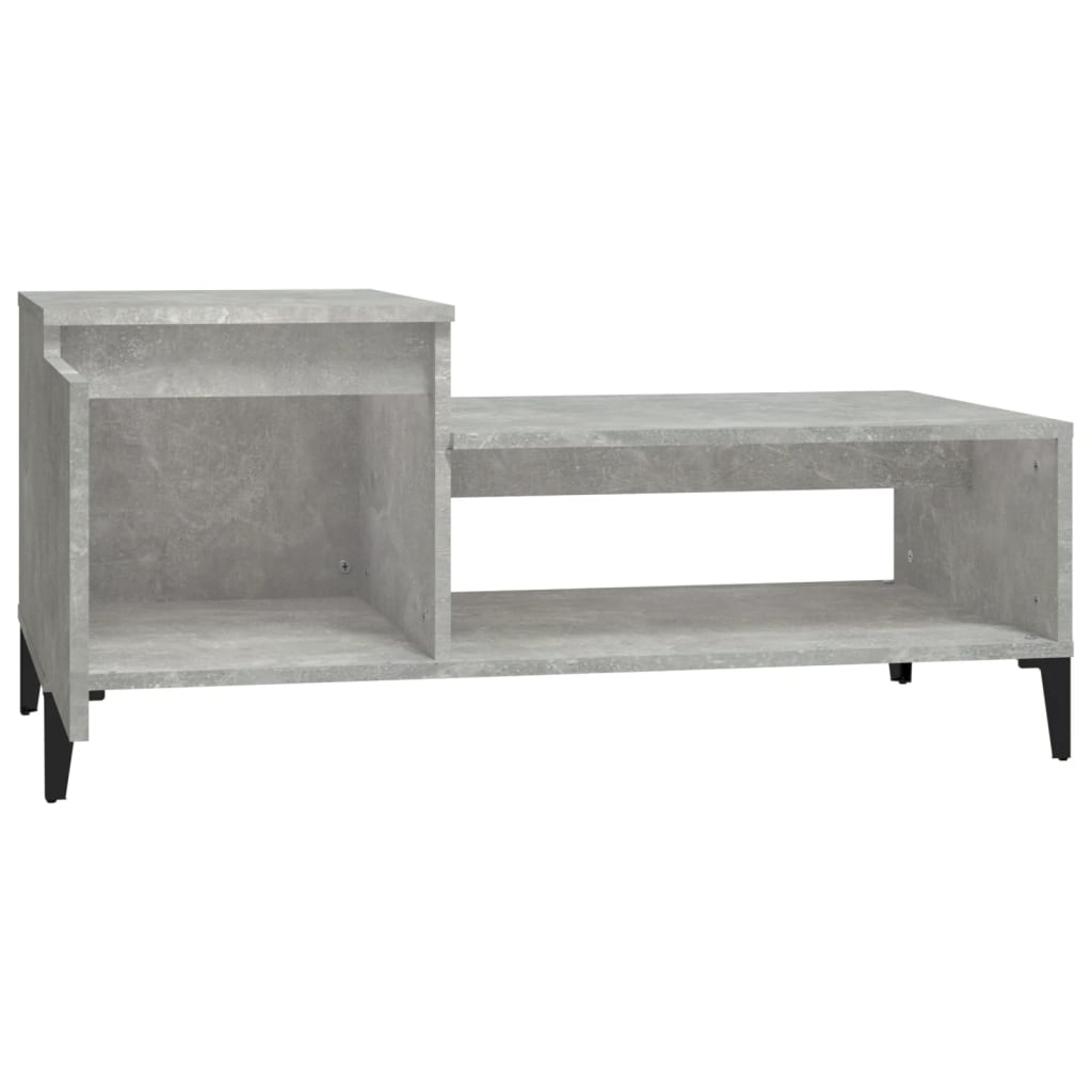 betonszürke szerelt fa dohányzóasztal 100 x 50 x 45 cm