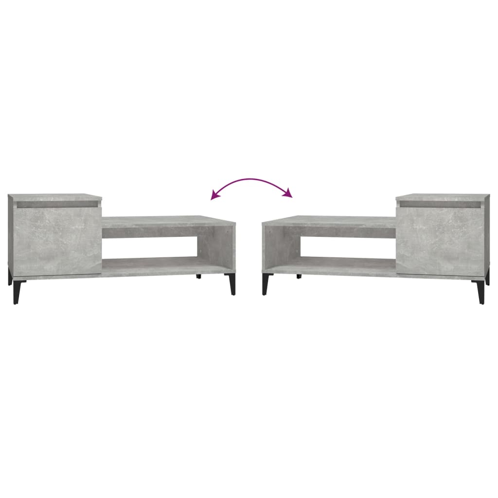betonszürke szerelt fa dohányzóasztal 100 x 50 x 45 cm