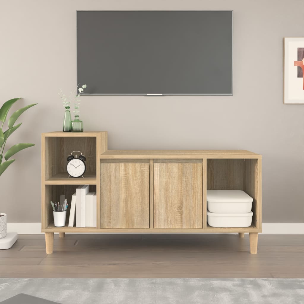 sonoma tölgyszínű szerelt fa TV-szekrény 100x35x55 cm