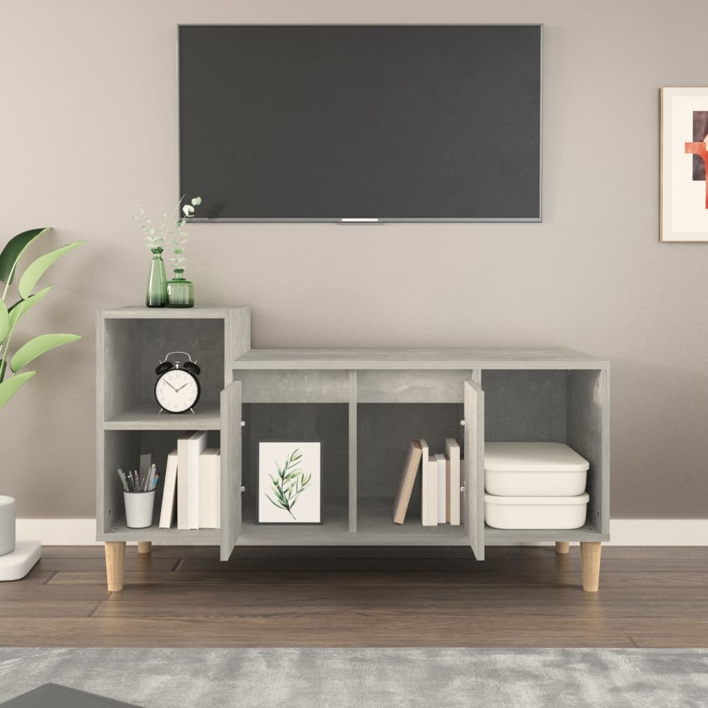 betonszürke szerelt fa TV-szekrény 100 x 35 x 55 cm