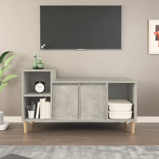 betonszürke szerelt fa TV-szekrény 100 x 35 x 55 cm