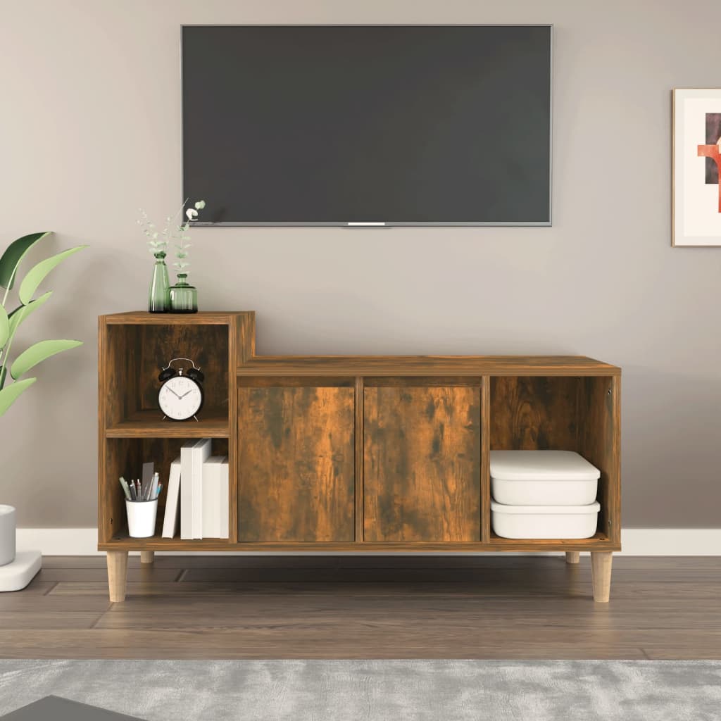 füstös tölgy színű szerelt fa TV-szekrény 100x35x55 cm