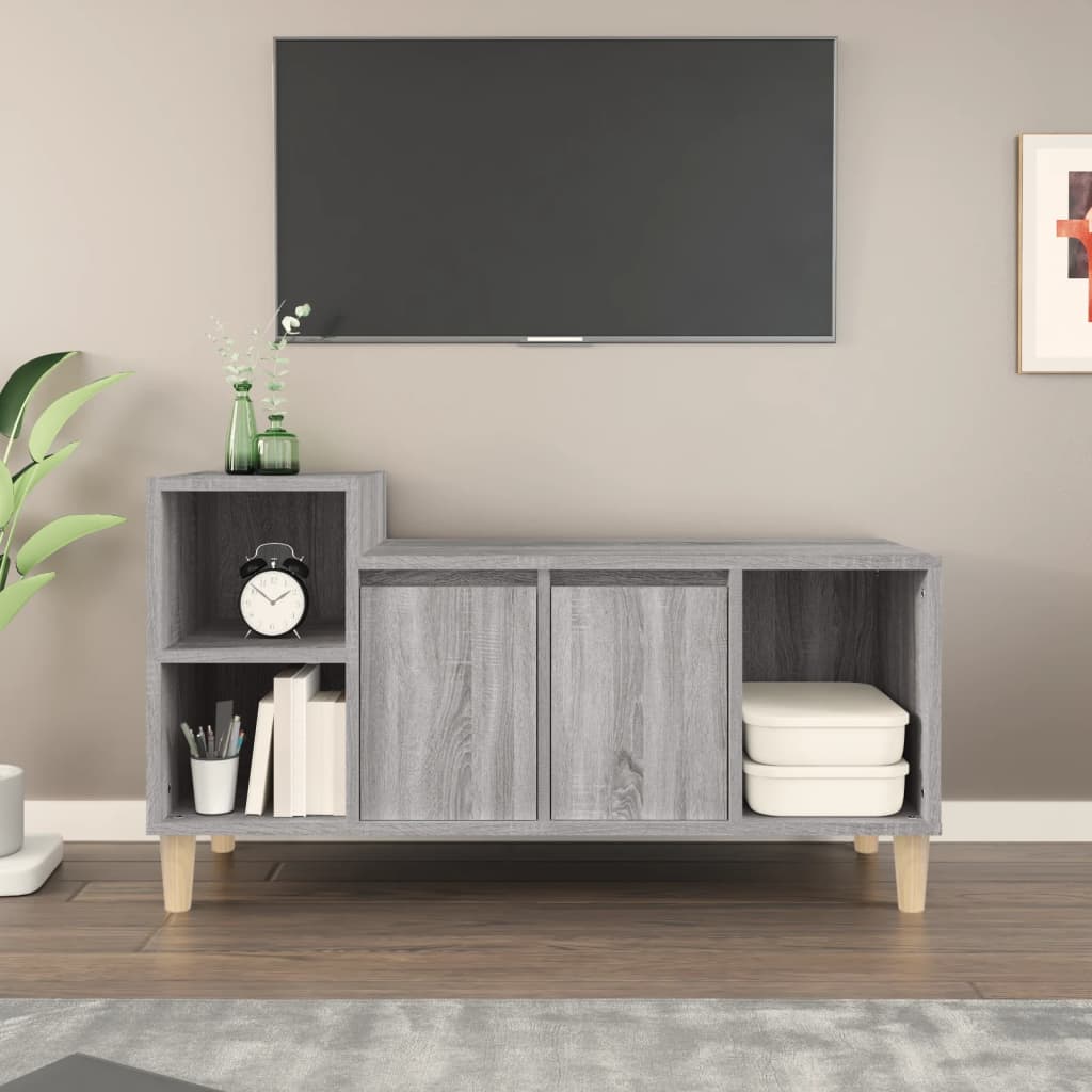 szürke sonoma színű szerelt fa TV-szekrény 100x35x55 cm