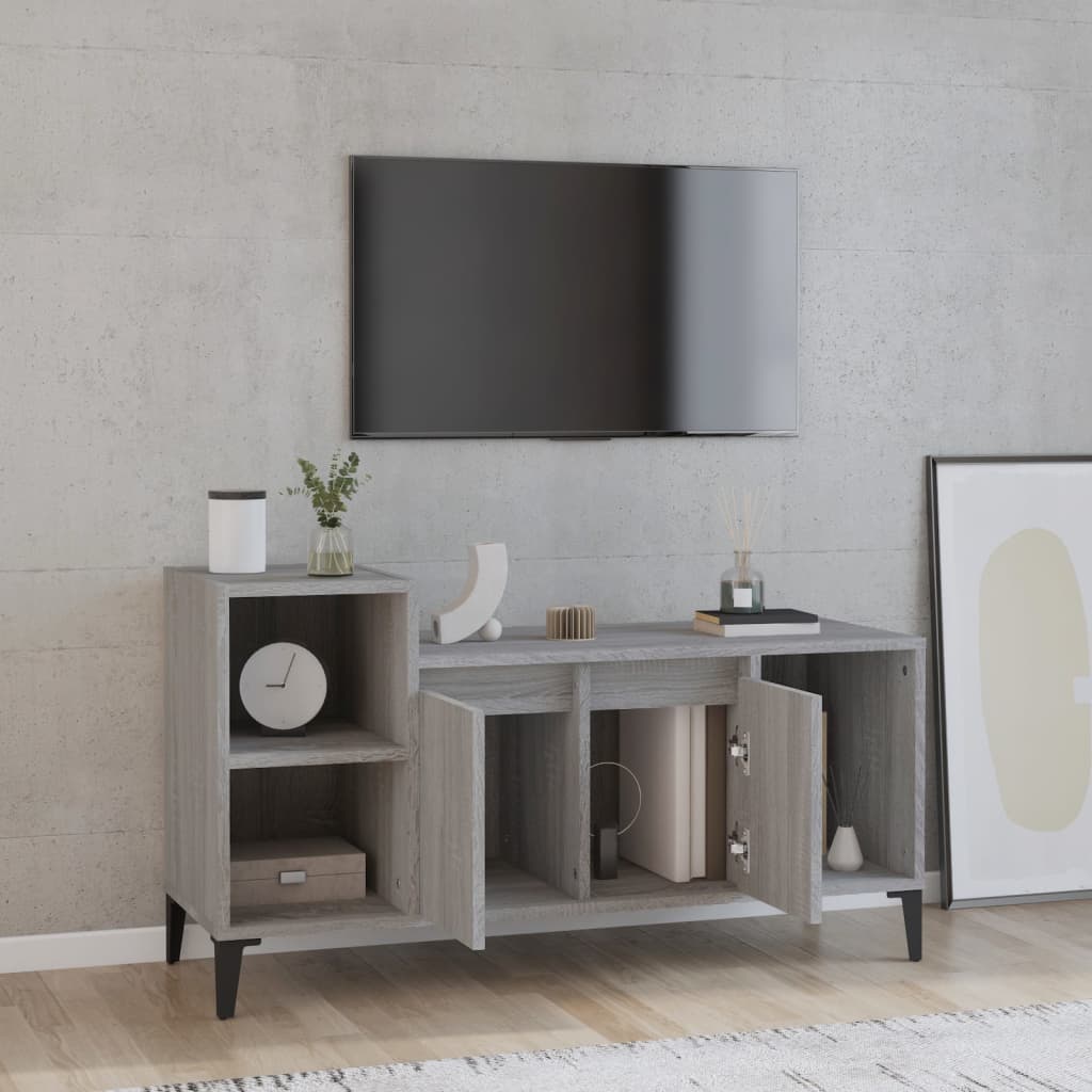 szürke sonoma színű szerelt fa TV-szekrény 100x35x55 cm