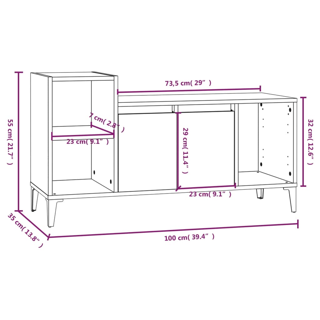 szürke sonoma színű szerelt fa TV-szekrény 100x35x55 cm