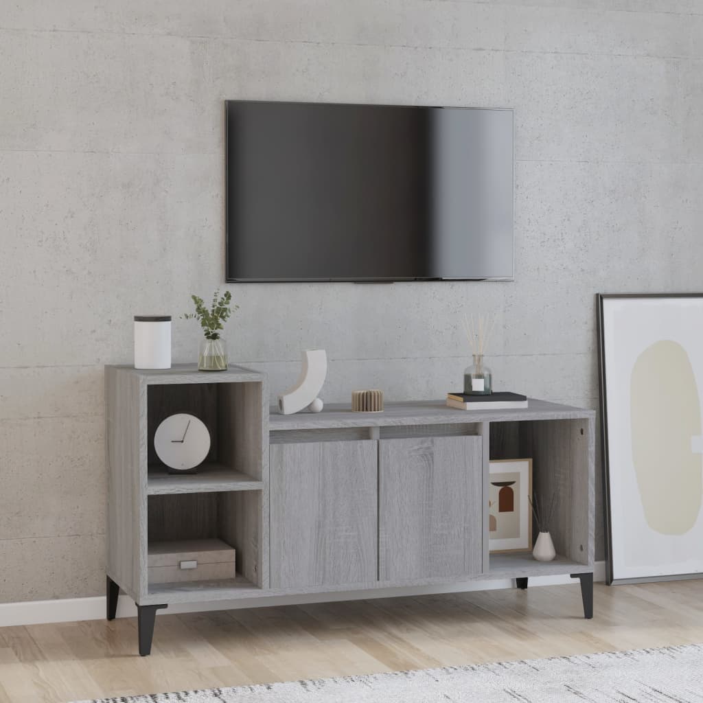 szürke sonoma színű szerelt fa TV-szekrény 100x35x55 cm
