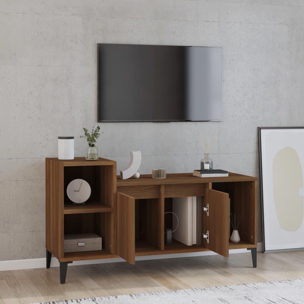 barna tölgyszínű szerelt fa TV-szekrény 100x35x55 cm