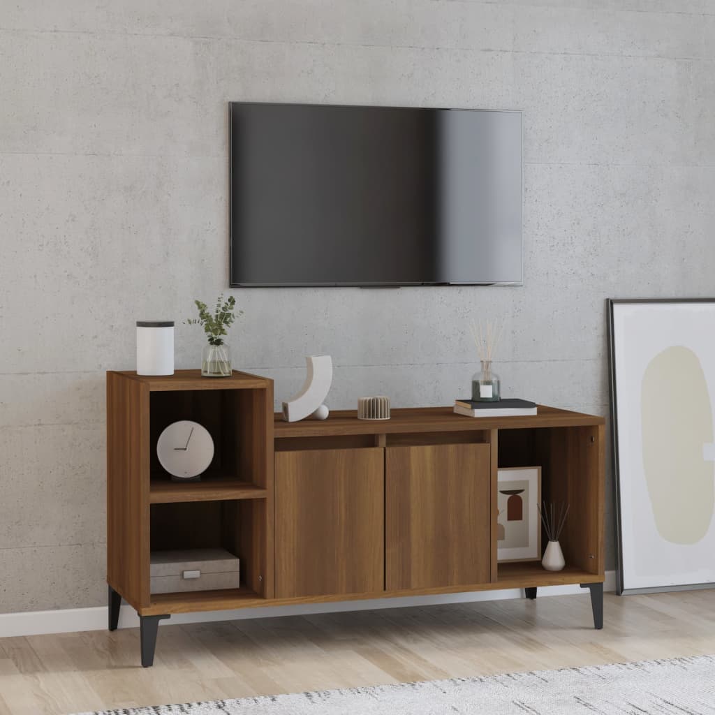 barna tölgyszínű szerelt fa TV-szekrény 100x35x55 cm