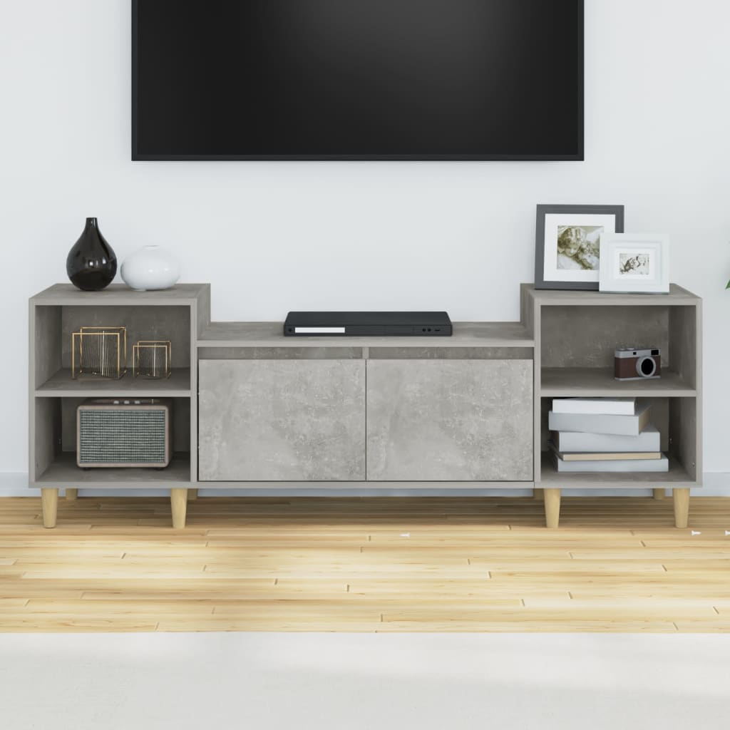 betonszürke szerelt fa TV-szekrény 160x35x55 cm