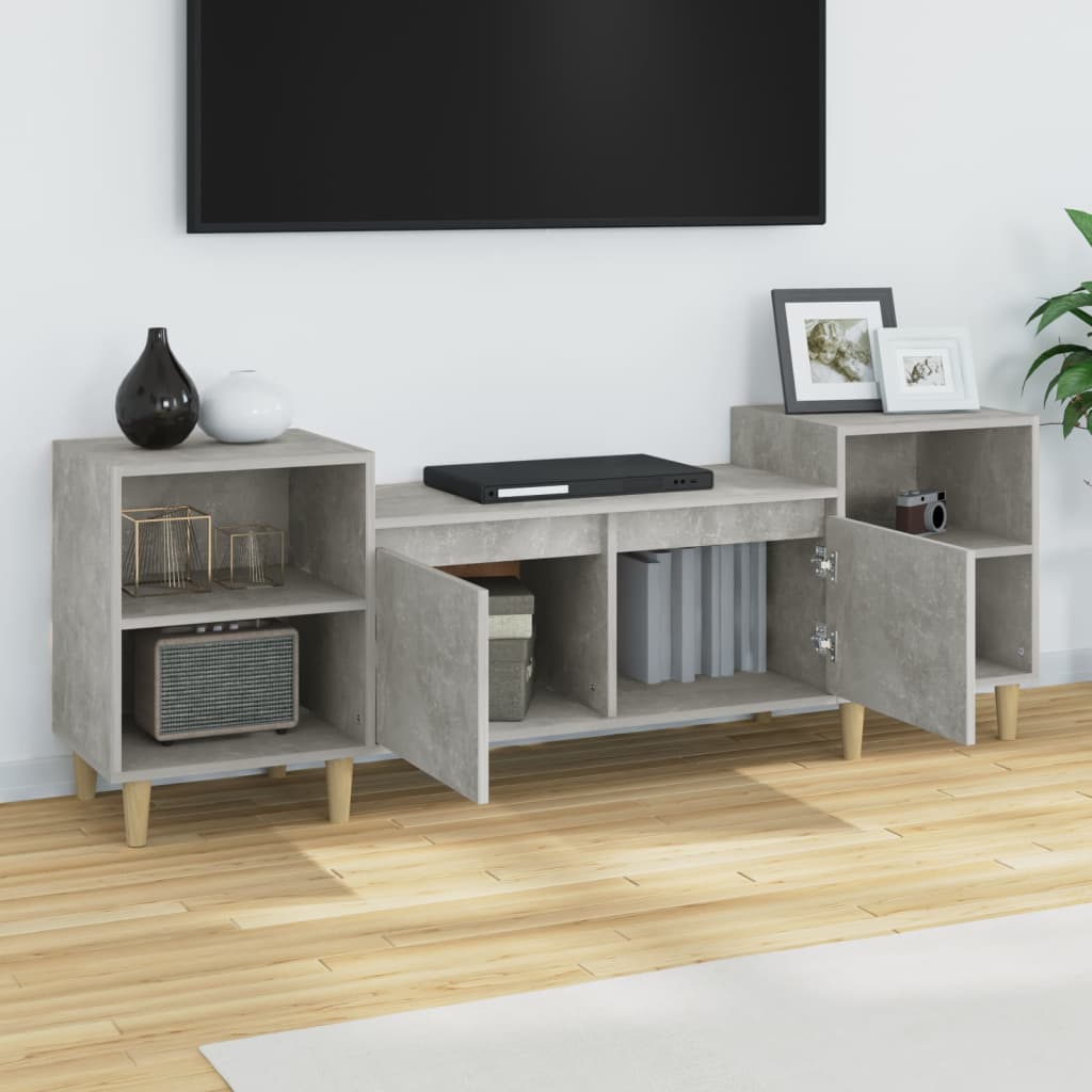 betonszürke szerelt fa TV-szekrény 160x35x55 cm