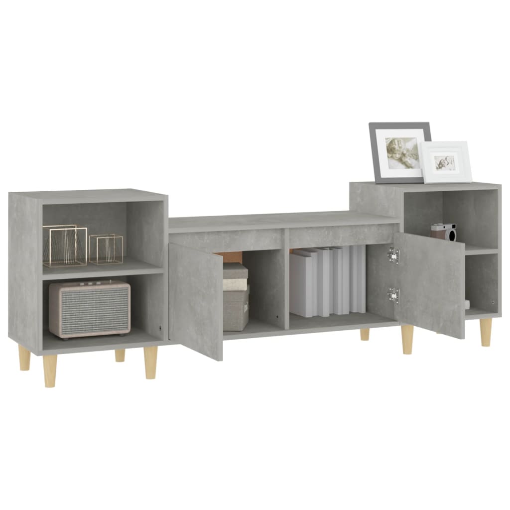 betonszürke szerelt fa TV-szekrény 160x35x55 cm
