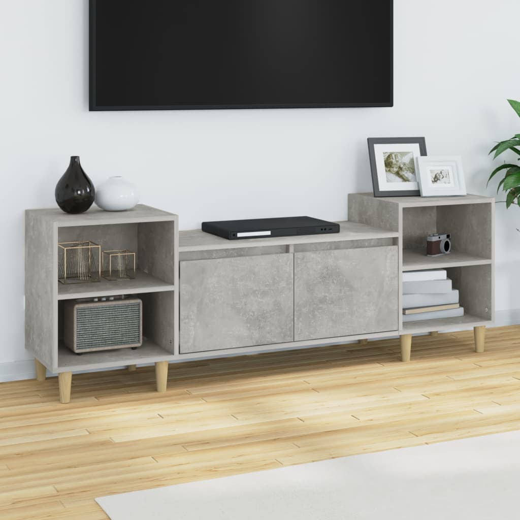 betonszürke szerelt fa TV-szekrény 160x35x55 cm