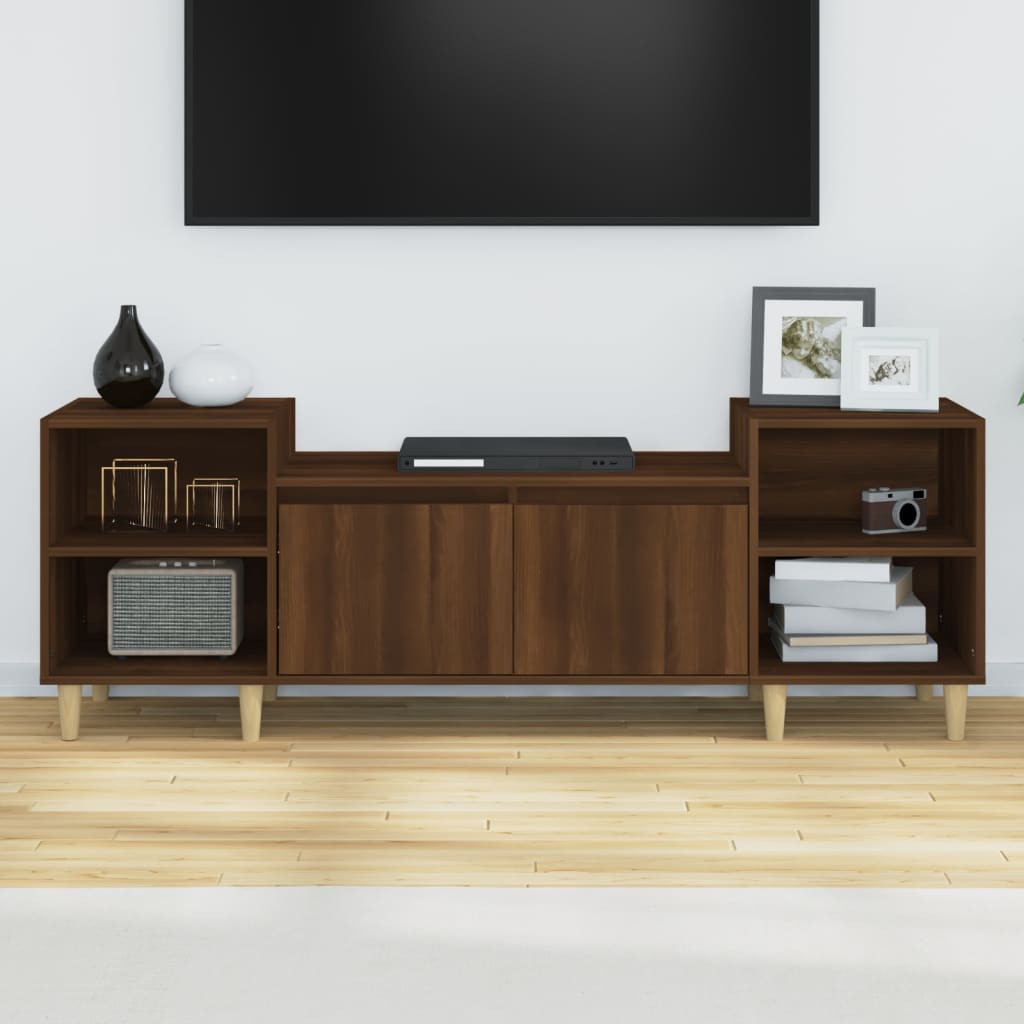 barna tölgyszínű szerelt fa TV-szekrény 160x35x55 cm