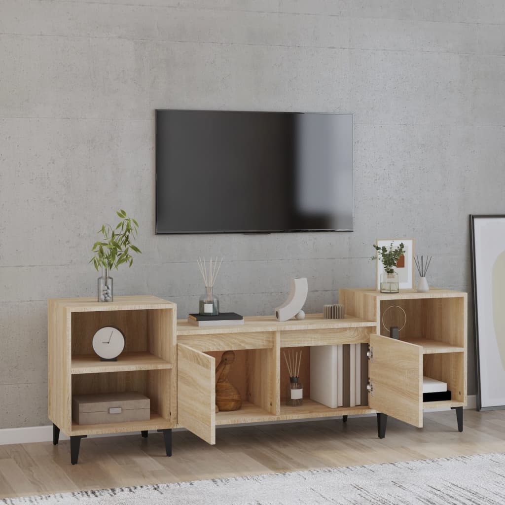 sonoma tölgyszínű szerelt fa TV-szekrény 160x35x55 cm