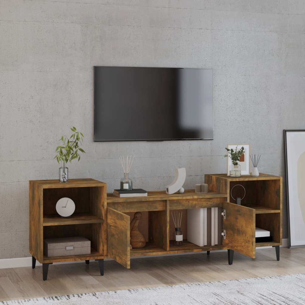 füstös tölgy színű szerelt fa TV-szekrény 160x35x55 cm