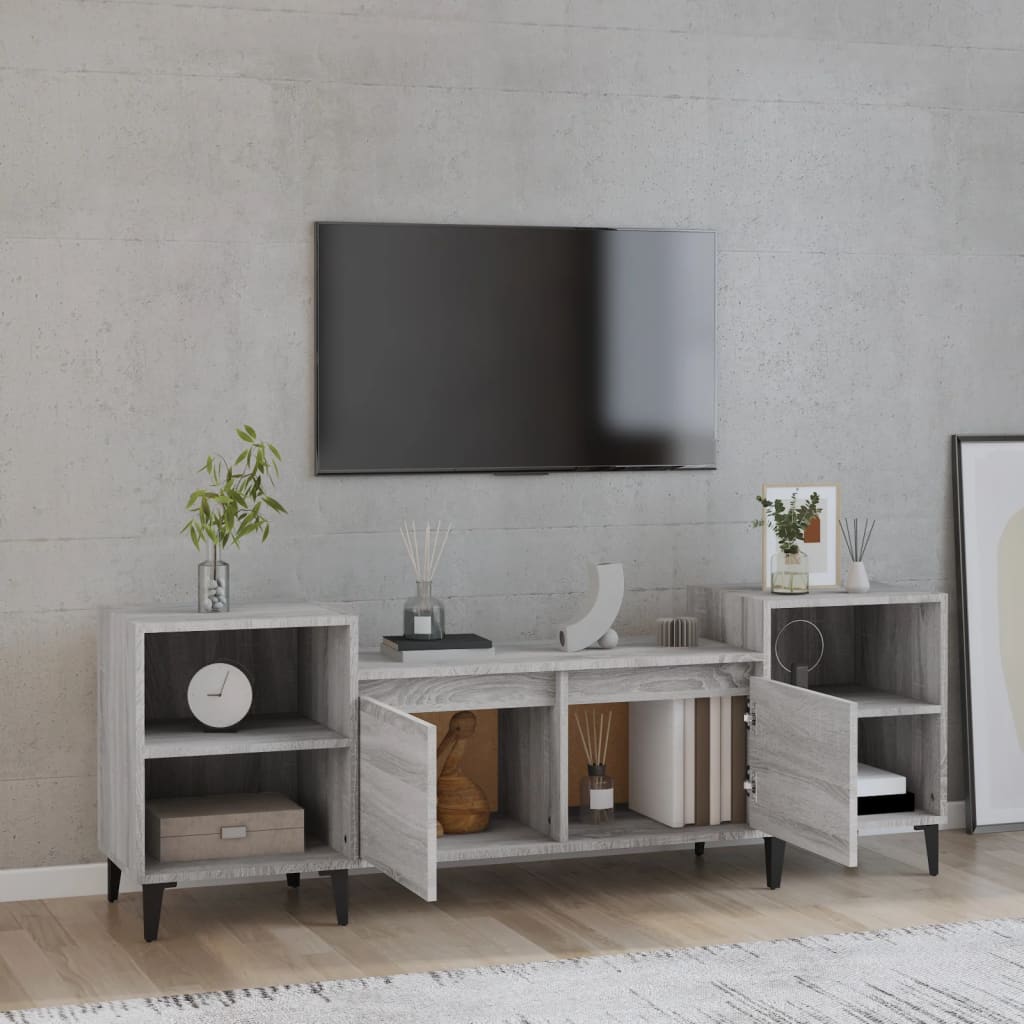 szürke sonoma színű szerelt fa TV-szekrény 160x35x55 cm