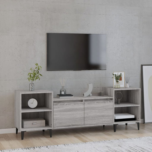 szürke sonoma színű szerelt fa TV-szekrény 160x35x55 cm