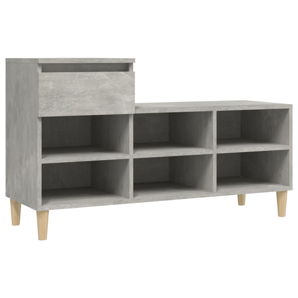 betonszürke szerelt fa cipőszekrény 102x36x60 cm