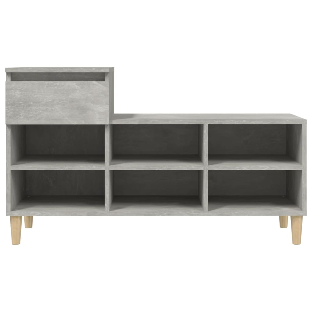 betonszürke szerelt fa cipőszekrény 102x36x60 cm