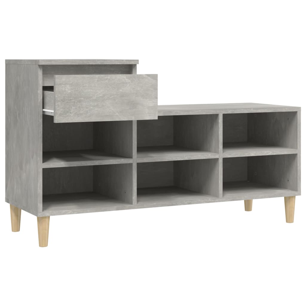 betonszürke szerelt fa cipőszekrény 102x36x60 cm