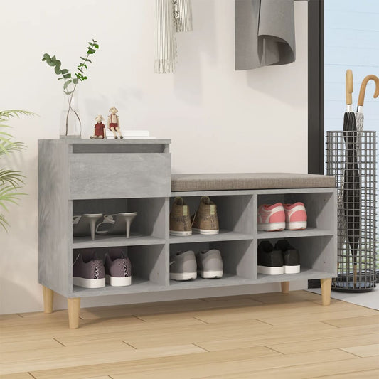 betonszürke szerelt fa cipőszekrény 102x36x60 cm