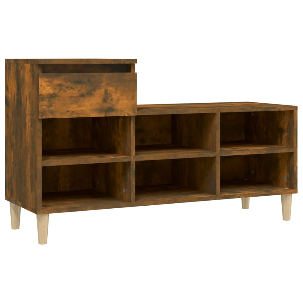 füstös tölgy színű szerelt fa cipősszekrény 102 x 36 x 60 cm