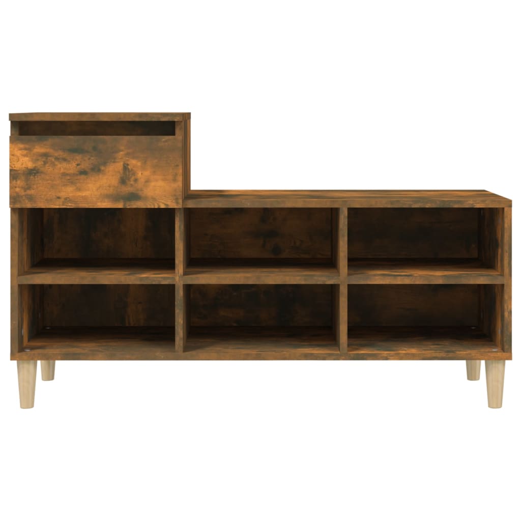 füstös tölgy színű szerelt fa cipősszekrény 102 x 36 x 60 cm