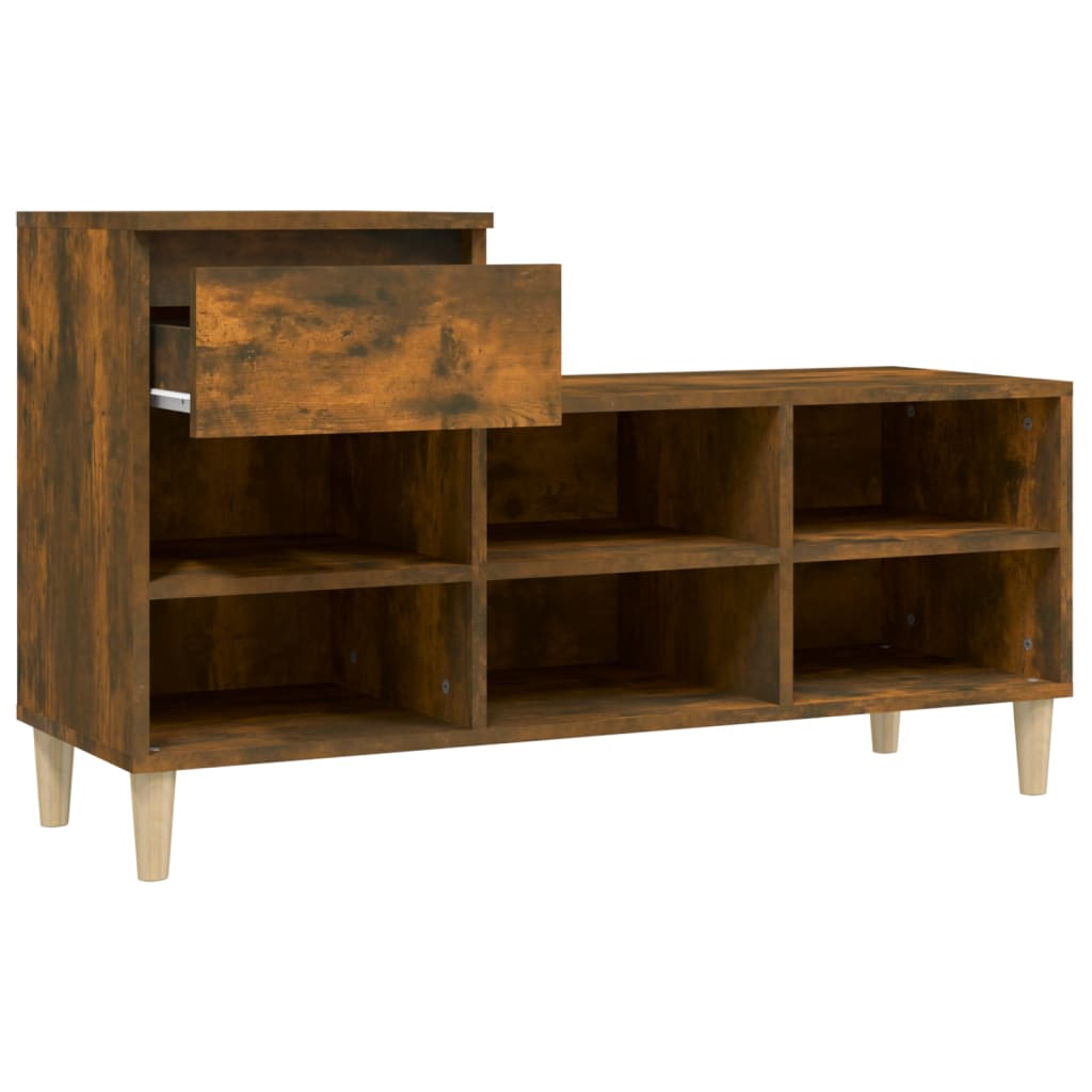 füstös tölgy színű szerelt fa cipősszekrény 102 x 36 x 60 cm