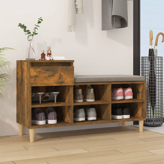 füstös tölgy színű szerelt fa cipősszekrény 102 x 36 x 60 cm