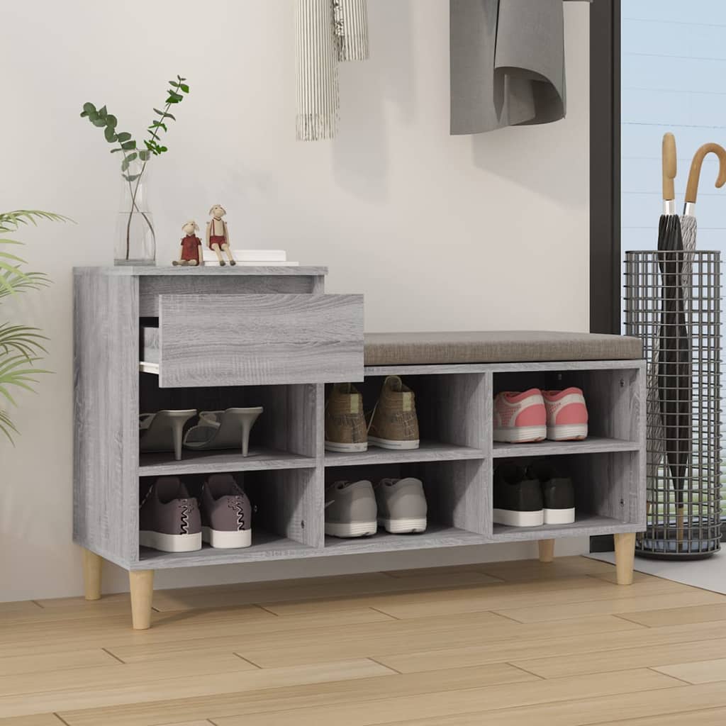 szürke sonoma színű szerelt fa cipősszekrény 102x36x60 cm