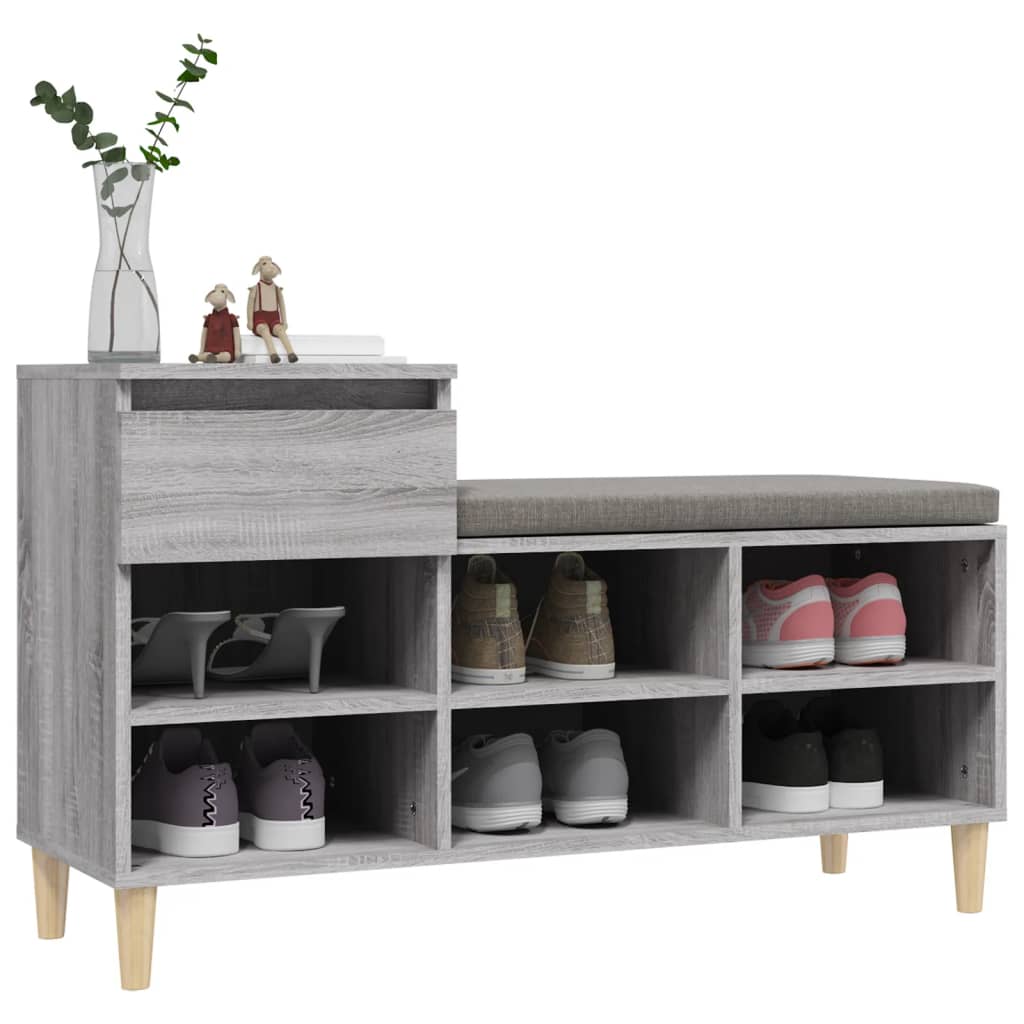szürke sonoma színű szerelt fa cipősszekrény 102x36x60 cm