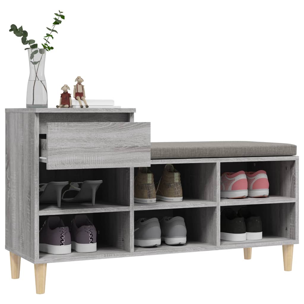szürke sonoma színű szerelt fa cipősszekrény 102x36x60 cm
