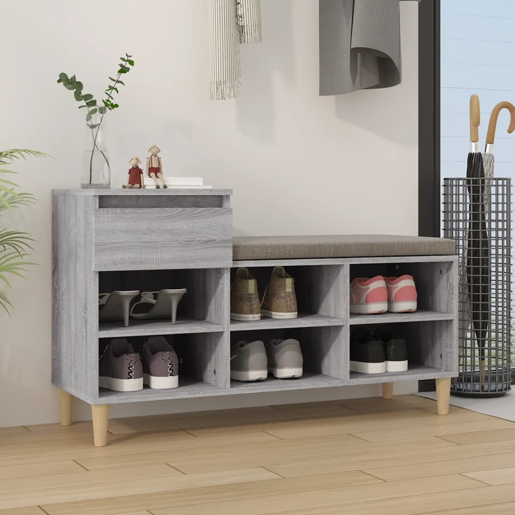 szürke sonoma színű szerelt fa cipősszekrény 102x36x60 cm