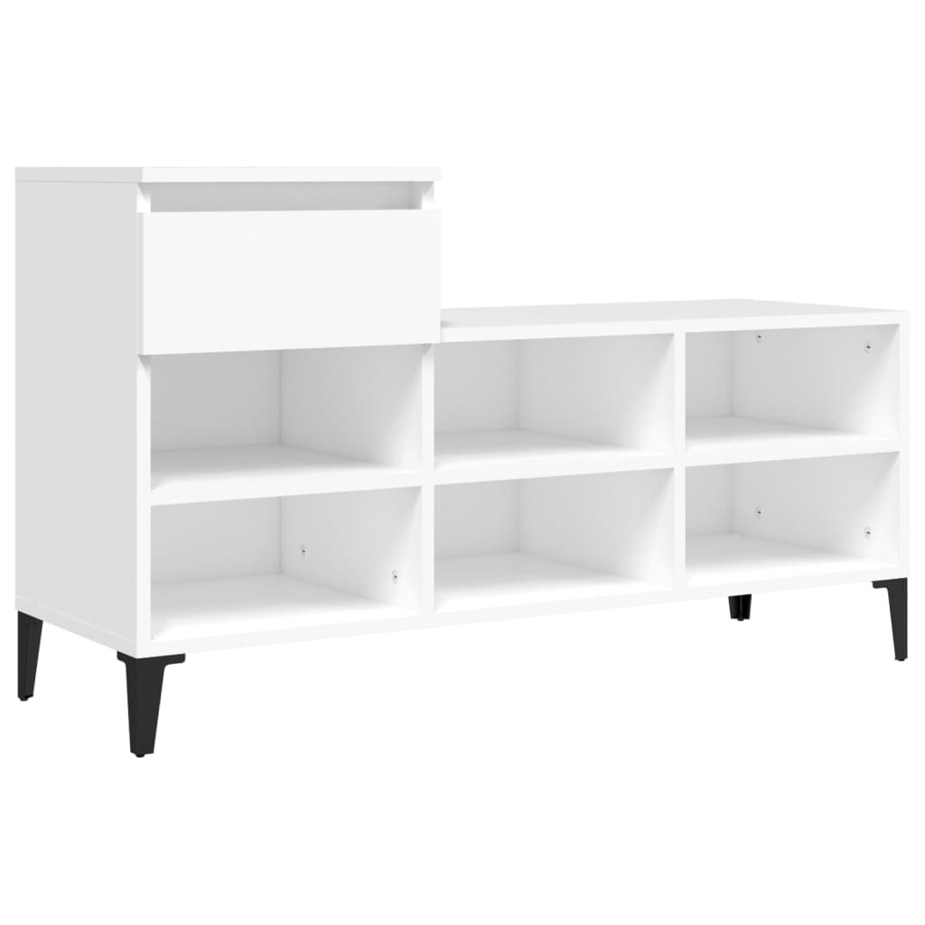 fehér szerelt fa cipősszekrény 102x36x60 cm