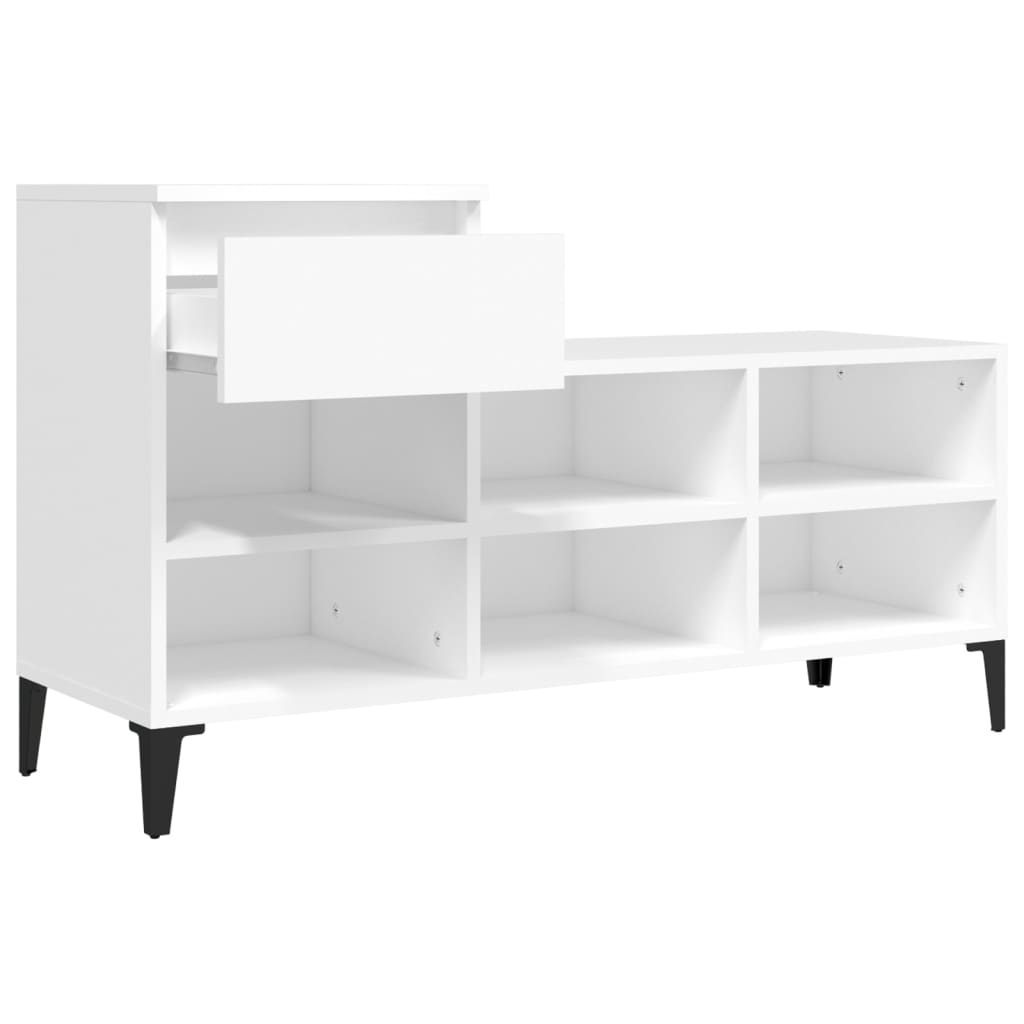 fehér szerelt fa cipősszekrény 102x36x60 cm