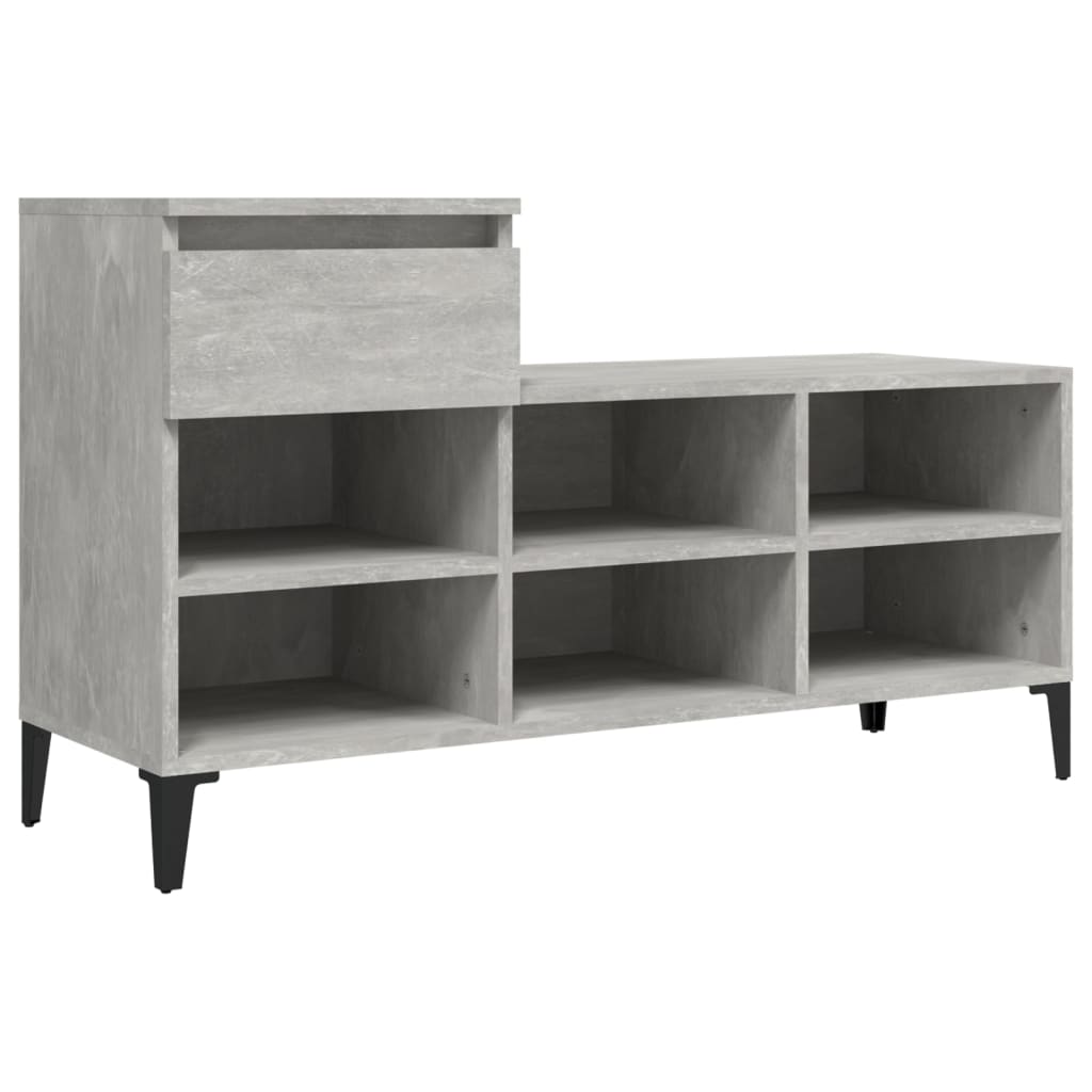 betonszürke szerelt fa cipőszekrény 102x36x60 cm