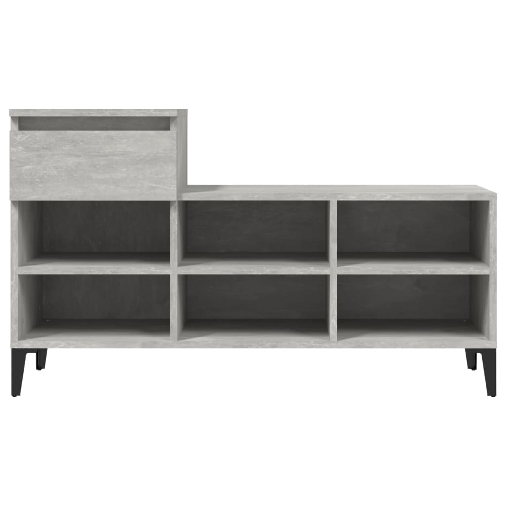 betonszürke szerelt fa cipőszekrény 102x36x60 cm