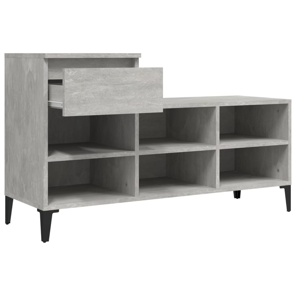 betonszürke szerelt fa cipőszekrény 102x36x60 cm