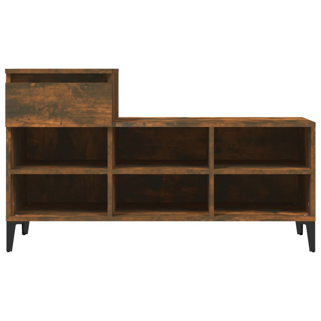 füstös tölgy színű szerelt fa cipősszekrény 102 x 36 x 60 cm