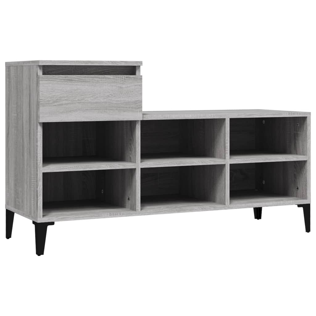 szürke sonoma színű szerelt fa cipősszekrény 102x36x60 cm