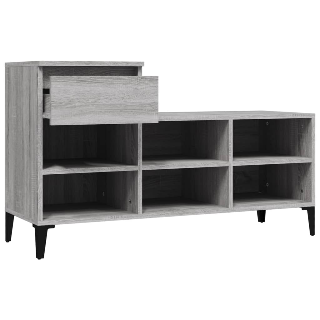 szürke sonoma színű szerelt fa cipősszekrény 102x36x60 cm