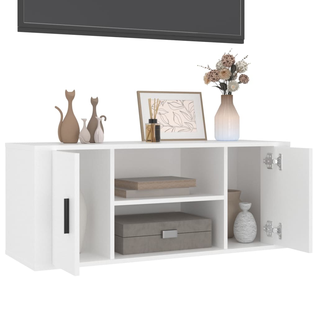 fehér szerelt fa TV-szekrény 100 x 35 x 40 cm
