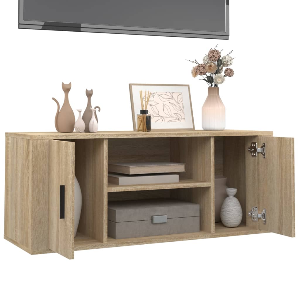 sonoma tölgyszínű szerelt fa TV-szekrény 100 x 35 x 40 cm