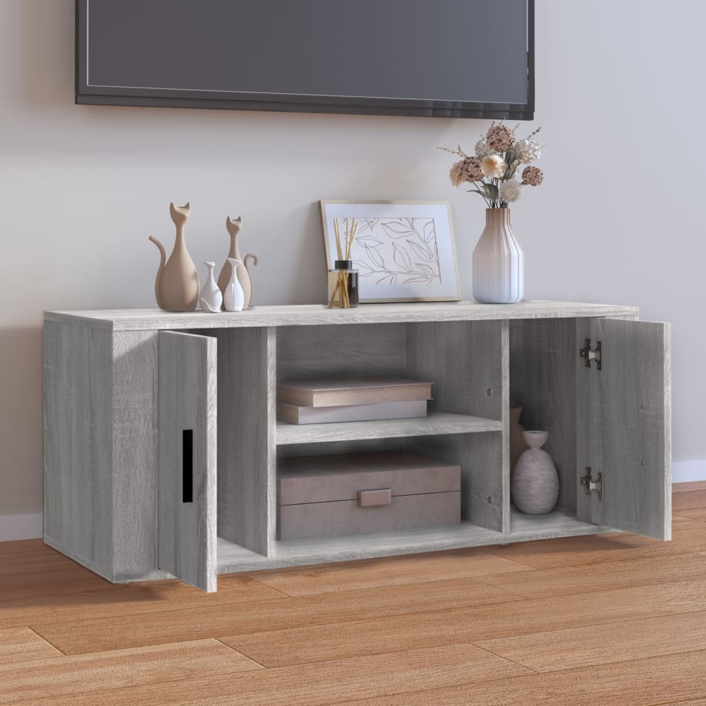 szürke sonoma színű szerelt fa TV-szekrény 100 x 35 x 40 cm