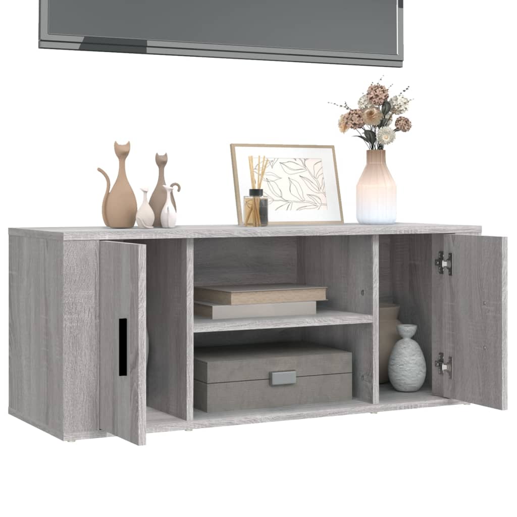 szürke sonoma színű szerelt fa TV-szekrény 100 x 35 x 40 cm
