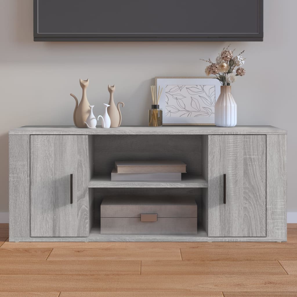 szürke sonoma színű szerelt fa TV-szekrény 100 x 35 x 40 cm