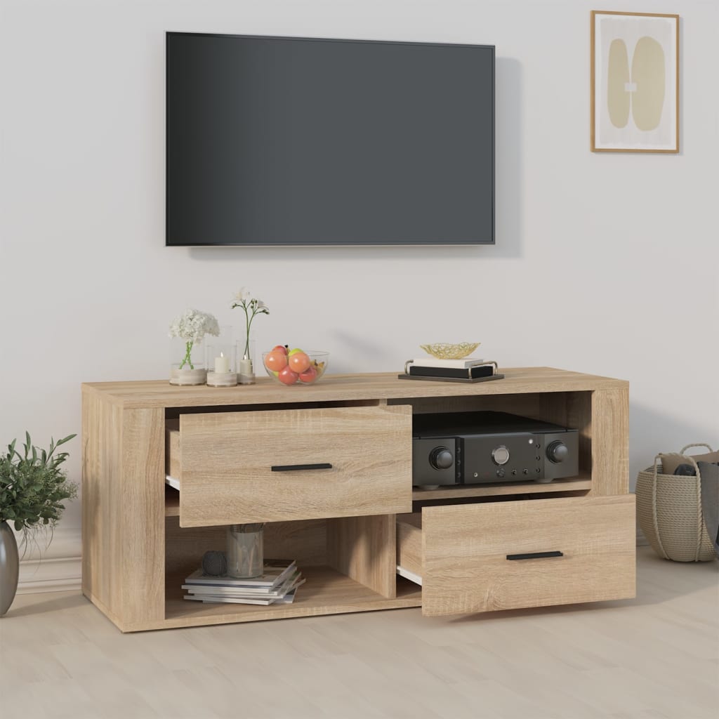 sonoma tölgyszínű szerelt fa TV-szekrény 100 x 35 x 40 cm